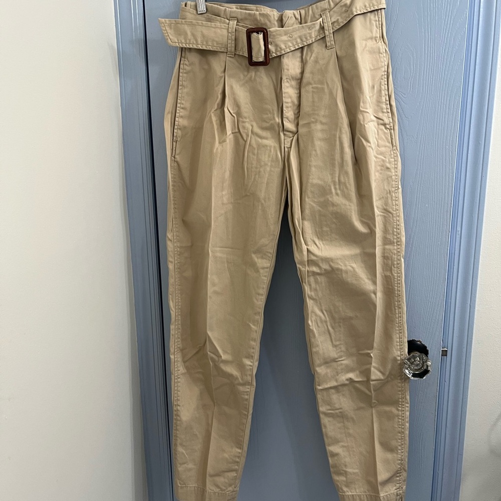 Polo by Ralph Lauren Women's Khaki Cropped Pleated Chino Pants